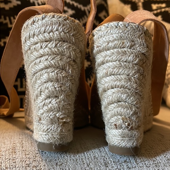 Worn Once Joie Suede Espadrille Sandals Blush Ankle Strap 36 - Picture 7 of 7